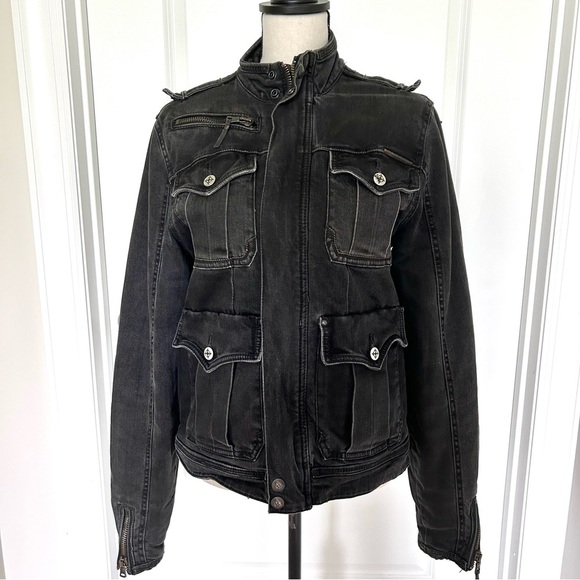 Buffalo David Bitton Black Military Field Jacket SZ S Unisex - Picture 1 of 6